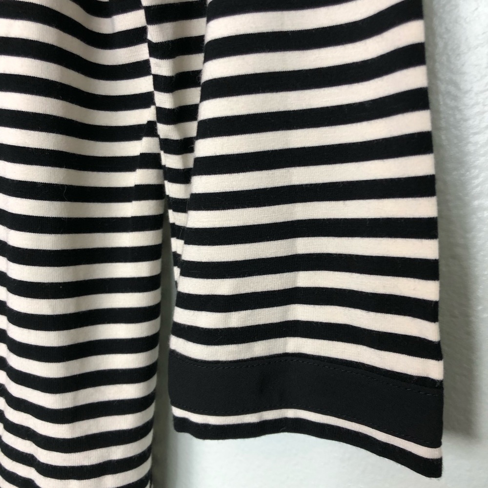 Talbots Tie Neck 3/4 Sleeve Striped Causal Shirt M - Picture 6 of 15